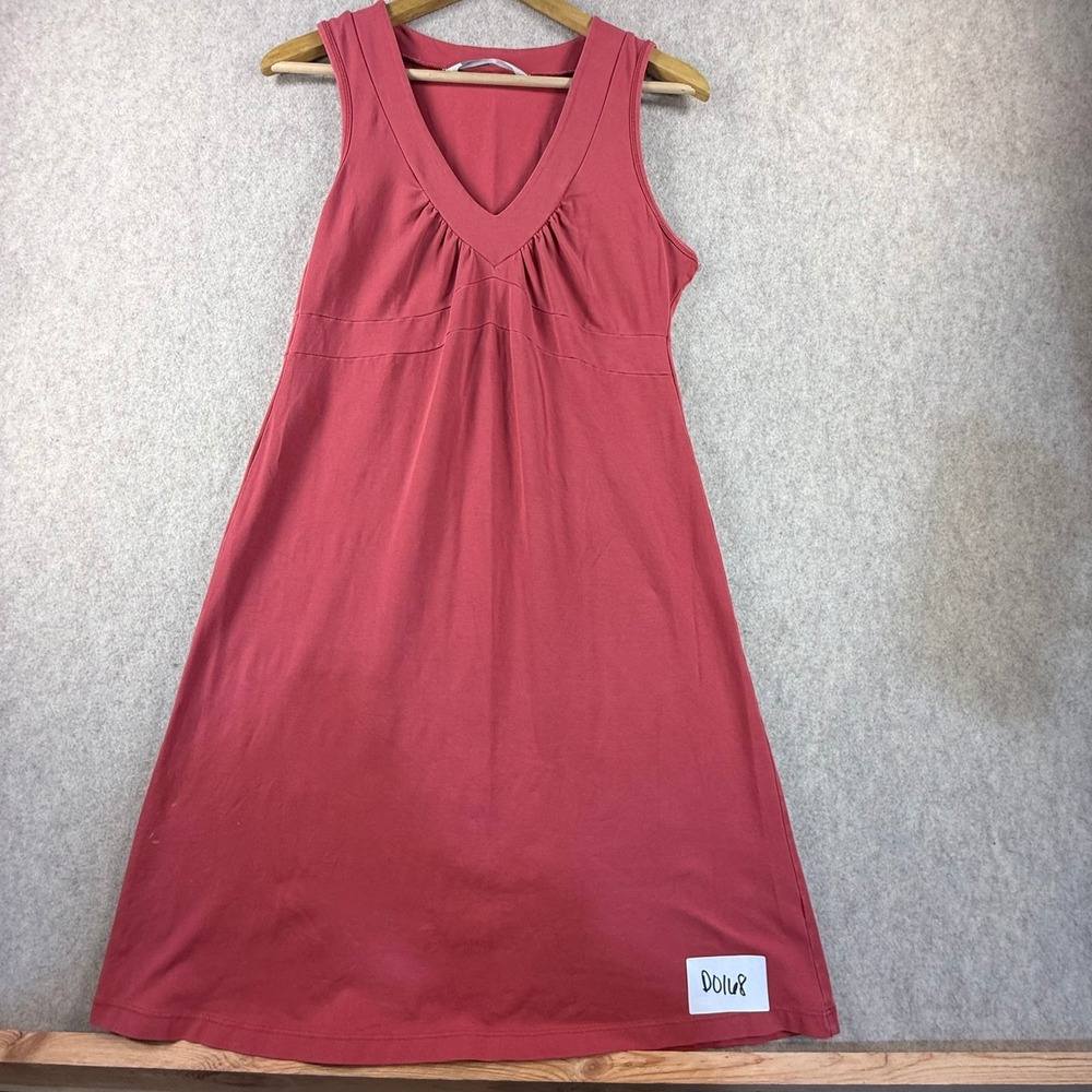 Athleta Womens Pink V-Neck Empire Waist Sleeveless A-Line Knit Dress Size M